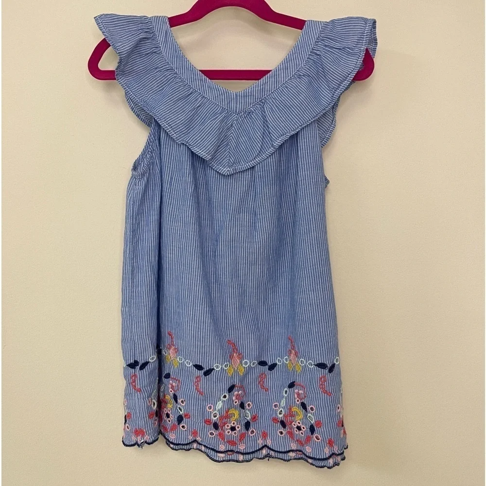 Gap Kids: Girls' Embroidered Blue / White Tank Top, Size XL